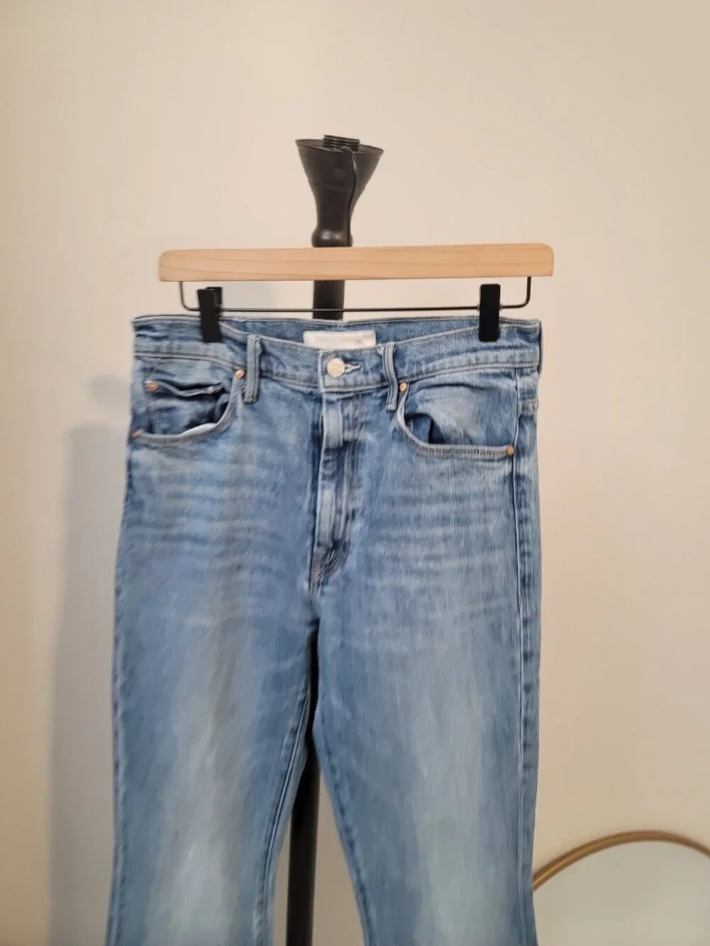 MOTHER Light Blue High-Rise Straight Jeans